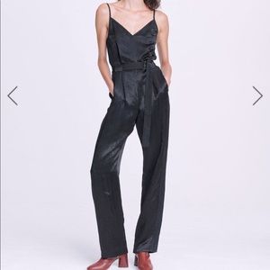 NWT Rag & Bone Rochelle Satin Black Jumpsuit  12
